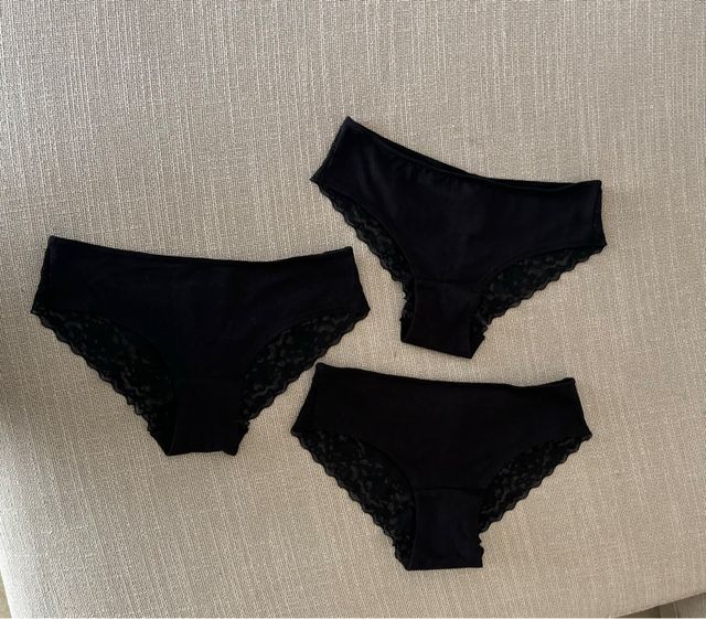 3 Braguitas Negras Encaje Talla xs