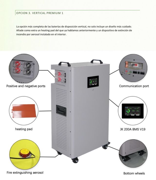 Bateria 16kWh Nueva LiFePO4 51,2V 314Ah BMS JK 200