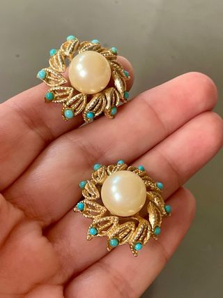 Orecchini Orena Paris Vintage Perle e Turchesi