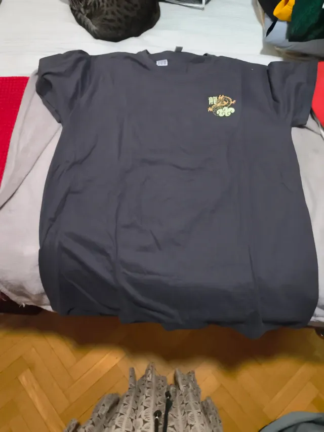 Camiseta gris con estampado de dragón