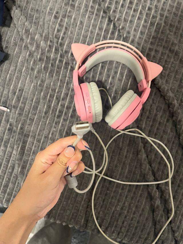 Cascos Gamer Rosas con Orejas de Gato