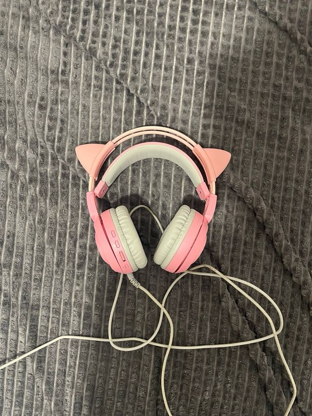 Cascos Gamer Rosas con Orejas de Gato