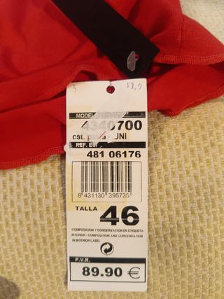 Camisa Escada Roja Talla 46 Nueva