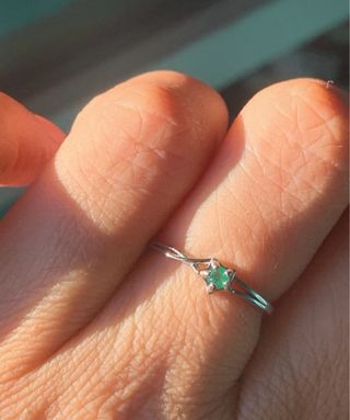 Anillo Plata Ley Esmeralda Natural Estrella