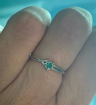 Anillo Plata Ley Esmeralda Natural Estrella