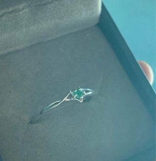 Anillo Plata Ley Esmeralda Natural Estrella