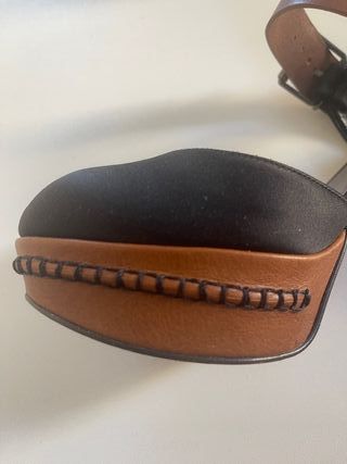 Cuñas Raso y Piel Negro/Marrón