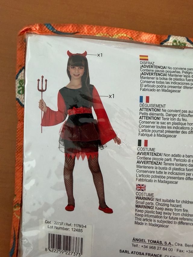 Disfraz niña Atosa diablesa 3-4 años