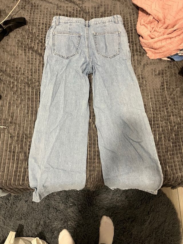 Pantalón vaquero ancho azul tiro alto