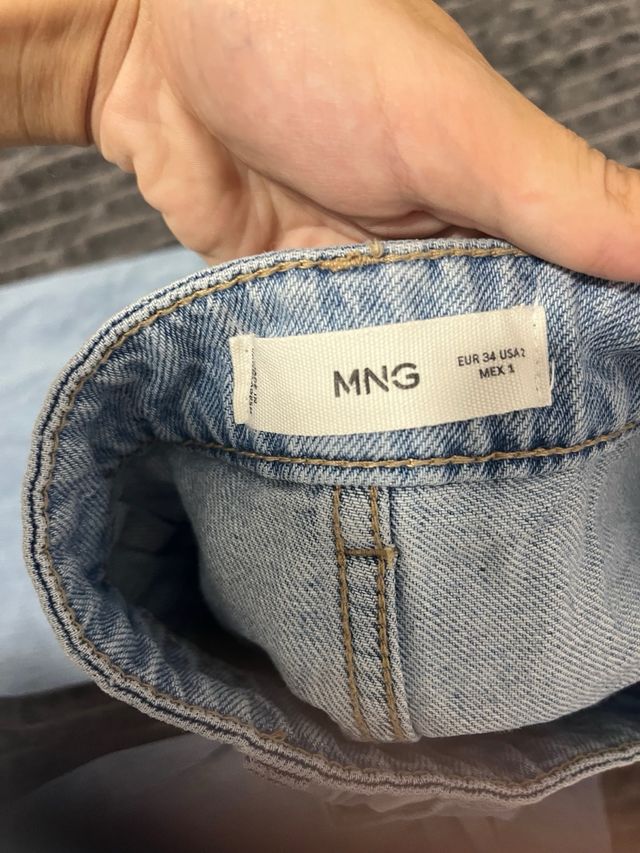 Pantalón vaquero ancho azul tiro alto