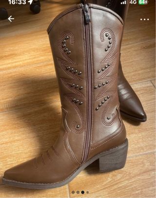 Botas de piel cowboy Azarey marrones nuevas 