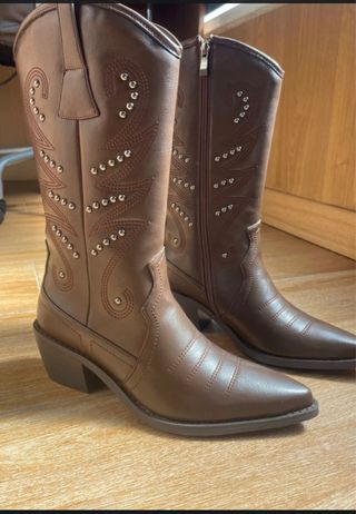 Botas de piel cowboy Azarey marrones nuevas 