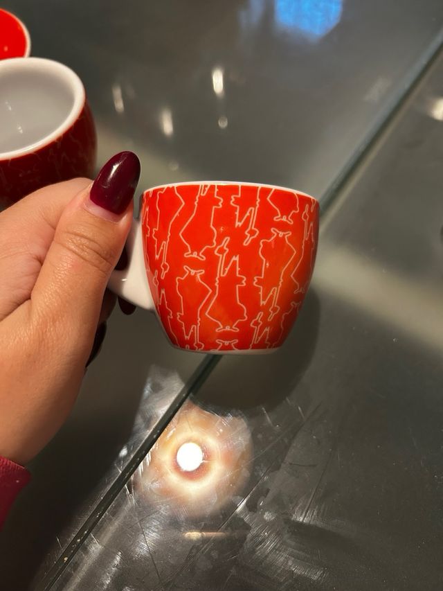 Coppia Tazzine Caffè Bialetti Porcellana Rosse