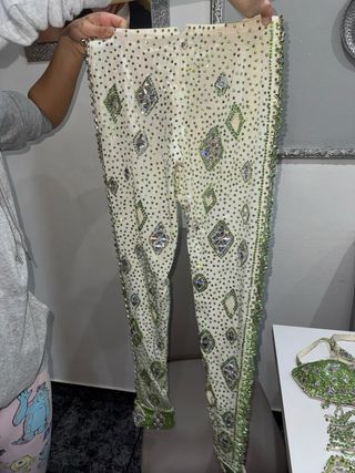 Vestido de boda gitana verde y plata