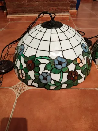 Lámpara colgante Tiffany cristal y metal