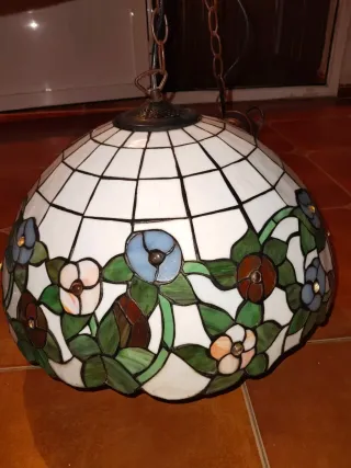 Lámpara colgante Tiffany cristal y metal