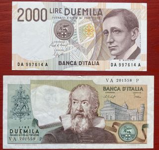 Italia 🇮🇹 lotto banconote 2000 lire Galileo Marconi
