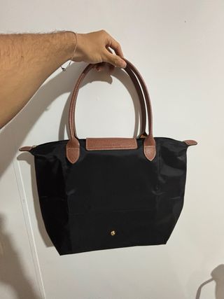 Bolso Longchamp Le pliage talla L Negro Piel Nylon