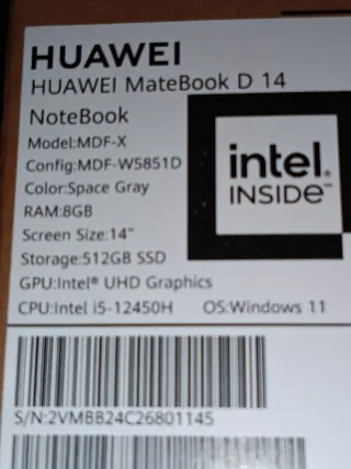 Portátil Huawei Negro