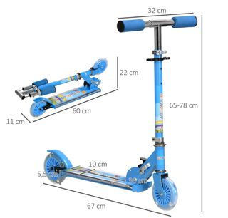 Patinete infantil azul con luces