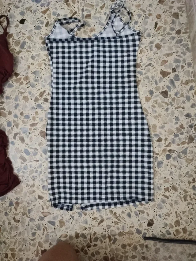 Vestido Shein cuadros blanco y negro