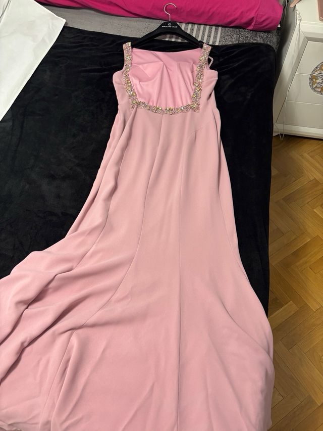 Vestido de fiesta rosa largo