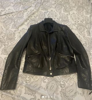 Giubbotto in vera pelle donna nero taglia 44