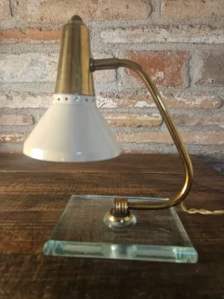 Lampada vintage in metallo e cristallo