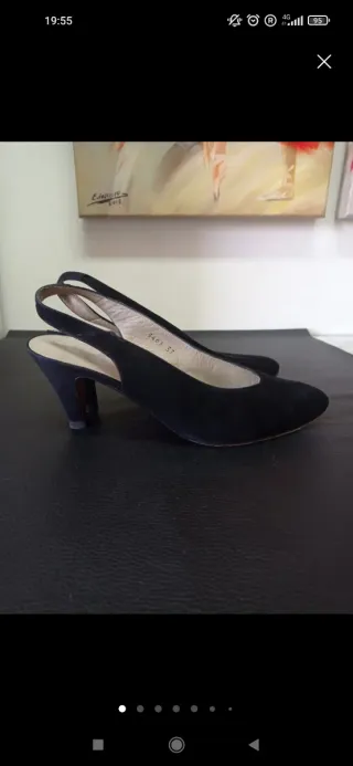 Zapatos negros piel ante sin talón talla 37