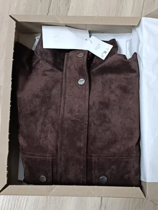 Cazadora Bomber Piel Ante Bolsillos talla S Zara v