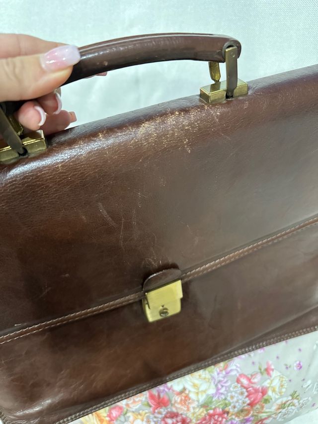 Borsa cartella documenti pelle marrone vintage