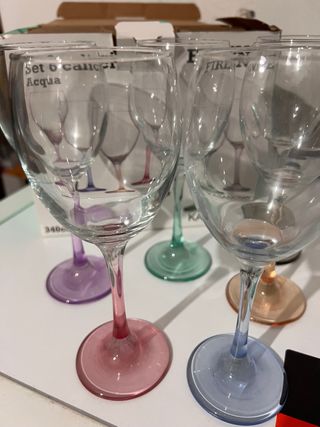 Set 6 Calici Vino Colorati Vetro