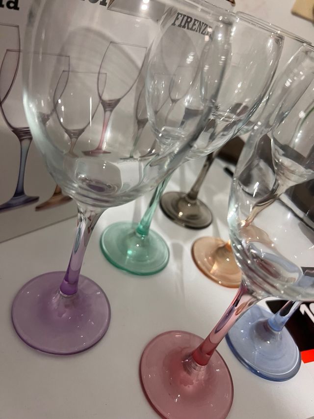 Set 6 Calici Vino Colorati Vetro