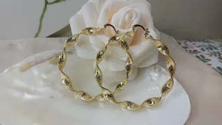 Pendientes Aro Grande Rizado Chapado Oro