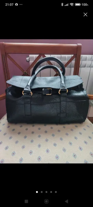 Bolso grande piel búfalo negro