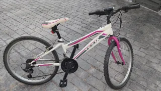 Bicicleta infantil rosa y blanca