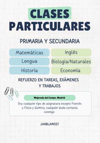 Clases particulares primaría y secundaria