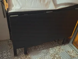 Mesa abatible Ikea 2 alas marrón-negro con ruedas 