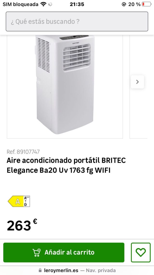 Aire Acondicionado Portátil Britec Blanco