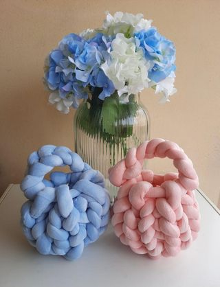 Borsetta treccia velluto fatta a mano