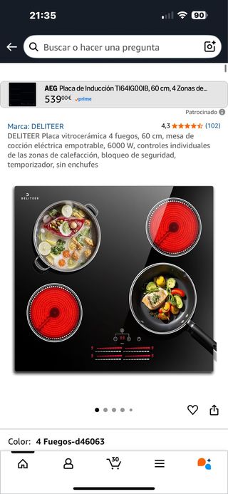 Vitrocerámica DELITEER 4 fuegos 60cm