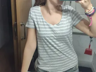 Camiseta Puma Rayas Gris y Blanca Talla L