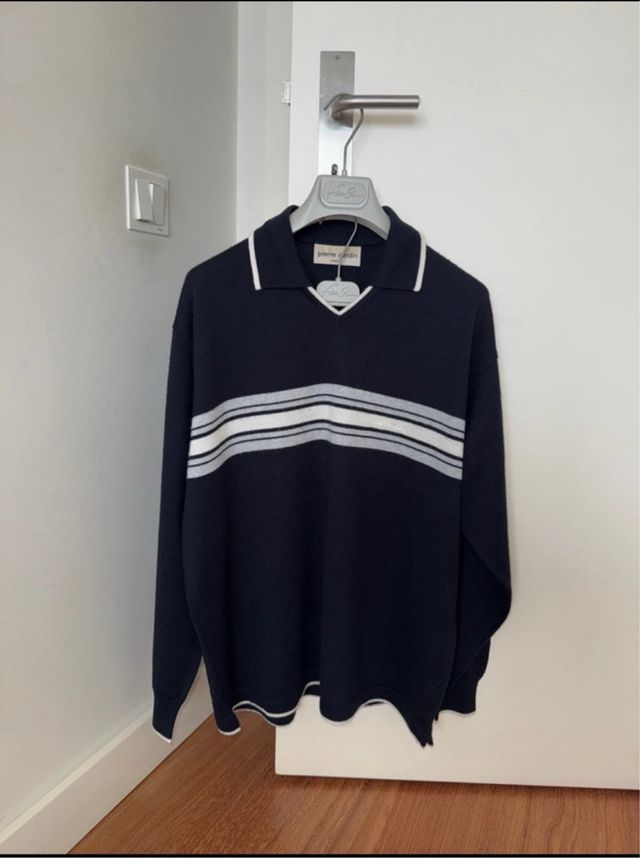 Camisola Pierre Cardin homem azul escura e branca