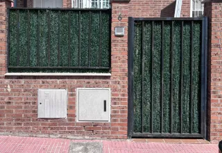 Puerta y reja de hierro con barrotes