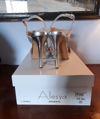 Scarpe con tacco glitter Argento Tg. 37