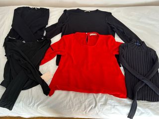 Conjunto 4 Tops Mujer Negro y Rojo