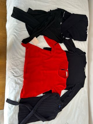 Conjunto 4 Tops Mujer Negro y Rojo