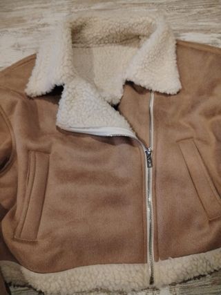 Cazadora ante y borrego torera beige