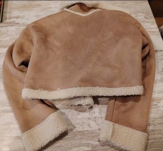 Cazadora ante y borrego torera beige