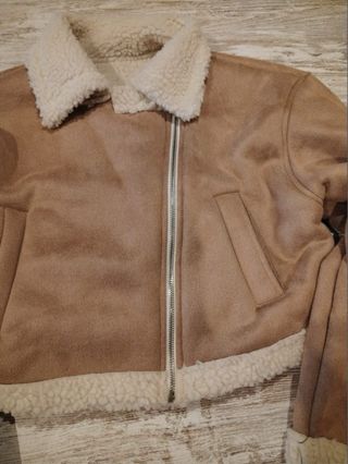 Cazadora ante y borrego torera beige